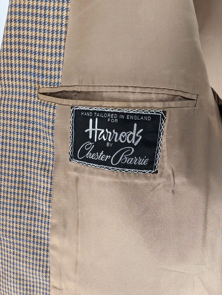 Винтажный блейзер 60-х Chester Barrie England для Harrods желтый синий Houndstoothe клетчатый - Изображение 4 из 4