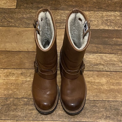 Frye Womens Brown Leather Engineer Shearling Biker Ankle Boots Size 5 38 Womens - Picture 10 of 24