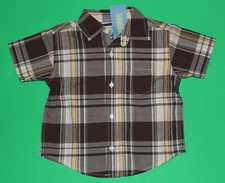 12 18 NWT Gymboree KING OF THE JUNGLE Brown Yellow Plaid Button SHIRT Top Boys