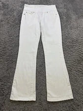 Jag Jeans Women 2 Petite White High Rise Boot Cut Flare Stretch Pull On Denim