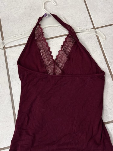 American Eagle Women AEO First Essentials Body Suit Halter Lace Trim Small - Picture 9 of 9