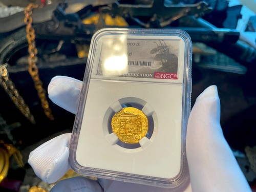 MEXICO 1714 2 ESCUDOS NGC 64 “1715 FLEET” SHIPWRECK PIRATE GOLD TREASURE COINS - Picture 4 of 14