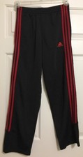 Adidas size L youth boys black red striped pull on slinky soccer athletic pants