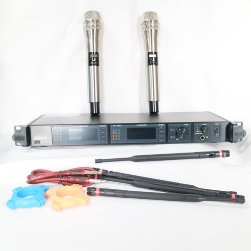 2 LED Digital Wireless Microphone System 2 KSM8 Handheld Silver DJ Karaoke - Picture 10 of 15