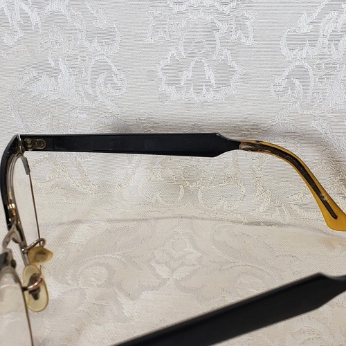 Vintage 50s 60s Retro Cat Eye Glasses Black Metalic Floral Etched 5-3/4 and Case - Picture 5 of 12