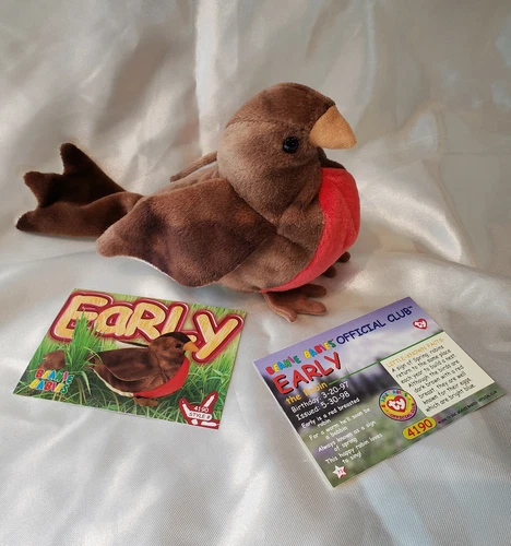 TY Beanie Baby Early Robin Bird Vintage Retired 1998 w/ 2 BONUS TY Trading Cards