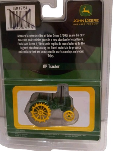 Tractor Green JOHN DEERE GP tractor ToyDie Cast 1:50 Scale New ATHEARN - Picture 3 of 4