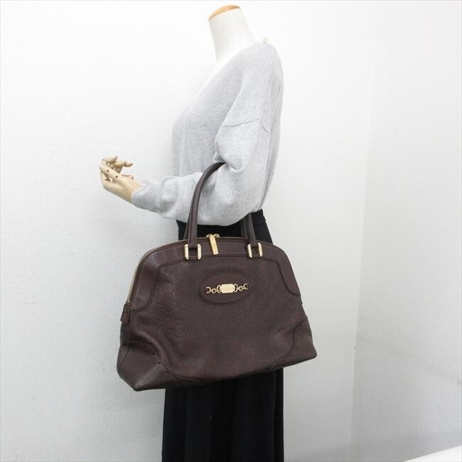 バッグ GUCCI GG Guccissima Leather Tote Brown Gucci // Guccissima Punch Leather Tote – VSP Consignment