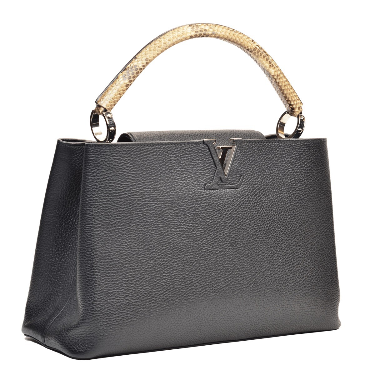 LOUIS VUITTON BLACK TAURILLON PYTHON CAPUCINES MM - image 2