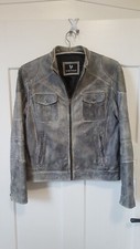 Bruno Banani Slim Fit Lederjacke grau used-style Nappaleder Größe M *neuwertig