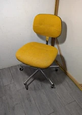 Vintage Steelcase Mid Century Modern Industrial Yellow Chrome Office Desk Chair
