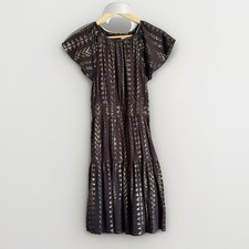CK Bradley Andrew Tiered Dress Sz XS Black Gold Cocktail Flirty Holiday Feminine