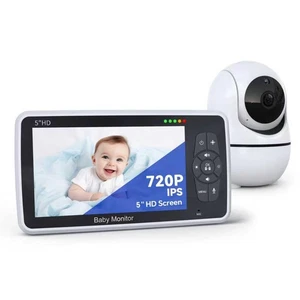 ZIOKOU Baby Monitor with Camera and Audio, 5" IPS Display 720P HD, Advanced