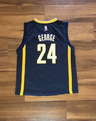 Paul George Adidas Indiana Pacers Jersey #24 Navy Blue Yellow Size