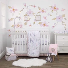 NoJo Watercolor Deer 4 Piece Nursery Crib Bedding Set