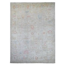 12'7"x17'4" Brown Angora Oushak Vines Design Hand Knotted Pure Wool XL Rug 21476