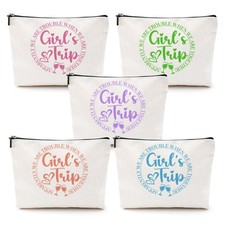 5Pcs Girls Trip Gifts Girls Weekend Makeup Bag Girls Trip 2026 Gifts Favors S...