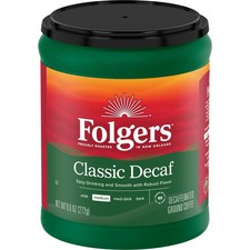 Folgers Decaf Coffee, Ground Coffee, Classic Medium Roast, 9.6 Ounce Canister