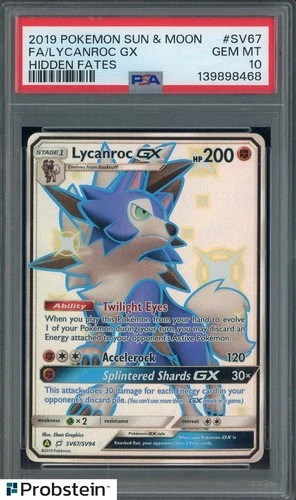 2019 Pokemon Hidden Fates #SV67/SV94 Lycanroc Gx Holo PSA 10 GEM MINT