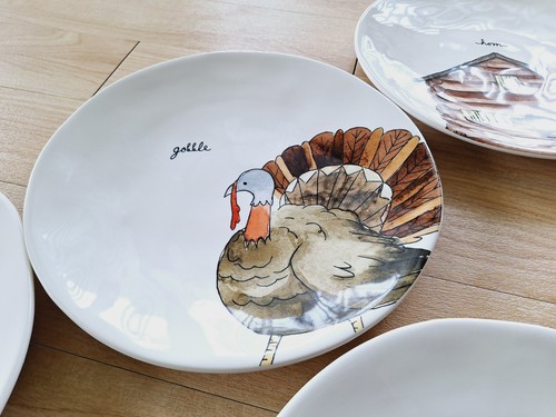 9 Rae Dunn Magenta Artisan Thanksgiving Plates 11" - Heavy! - Picture 6 of 12