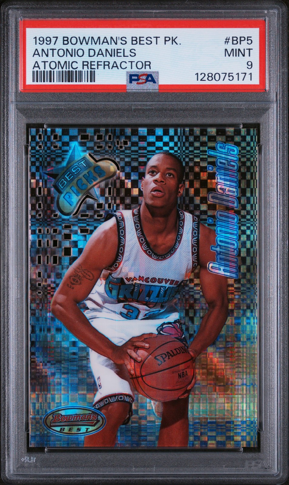 1997 BOWMAN'S BEST BEST PICKS ATOMIC REFRACTOR #BP5 ANTONIO DANIELS PSA 9