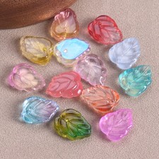 20pcs 13x10mm Leaf Shape Crystal Glass Loose Crafts Beads Top Drilled Pendants