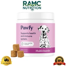 Pawfy Dog Multivitamins 15 in 1 | Dog Vitamins for Skin & Coat - 30 Soft Chews