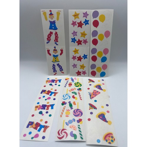 Mrs. Grossmans Party Stickers Lot of 6 sheets Clowns Stars Balloons VTG 80s 90s