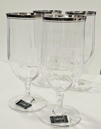 Set 4 Mikasa Sonata Platinum Iced Beverage Tea Glasses Goblets 7-1/2” NOS READ - Picture 8 of 10