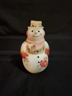 Fenton Snowman Figurine Vintage Art Glass Roses Floral Signed M. Caplinger