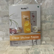 20 Koala Clear Sticker Paper for LASER Printable Vinyl Waterproof Transparent