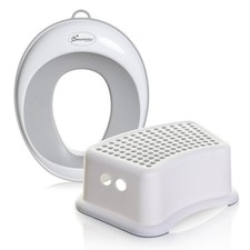 Grey Step Stool  Toilet Seat 2 Piece Bathroom Set