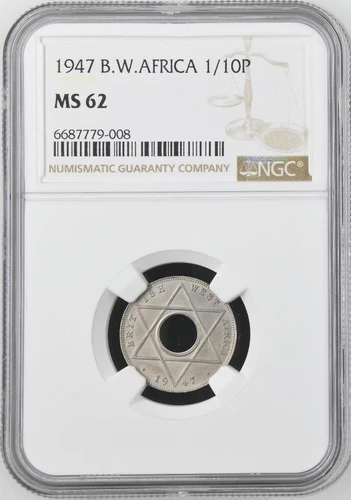 British West Africa 1/10 Penny 1947 NGC MS 62