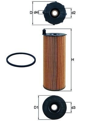 Oil Filter For Audi VW A4 A5 A6 Allroad A6 A8 Q7 Phaeton Touareg MAHLE OX 196/1D