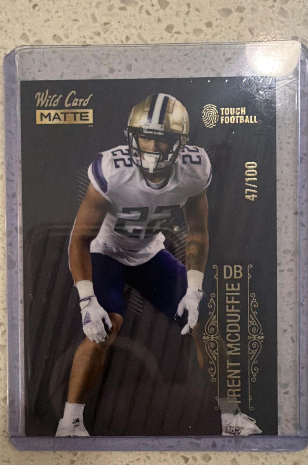 2022 Wild Card MATTE - Trent McDuffie #MB-107 Black 20 Stripe /100 (RC)
