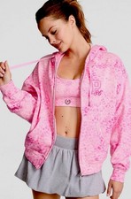 Victoria s Secret PINK Light Pink Leopard Cheetah Print Full Zip Hoodie Small