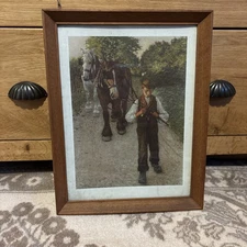 Vintage Henry Herbert La Thangue The Plough boy framed print 
