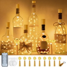 10 Pack USB Rechargeable Wine Bottle Cork Lights Remote Timer 20 LED 6.6 FT