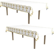 Mantel Religioso 54” x 108” 2 Piezas – Mantel Plástico Primera Comunión