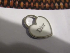 DIOR ZIP PULL  charm  14x17MM WHITE, silver  tone,  buttons  THIS IS FOR 1  pc