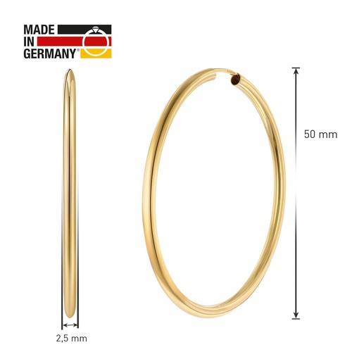 TRENDOR Schmuck Damen-Ohrringe Creolen 925 Silber Vergoldet Ø 50 mm 28175-50 - Picture 4 of 5