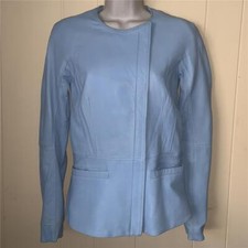 Theory Light Blue *lamb/agnew* Soft Light Weight Leather Jacket Coat Size 0 