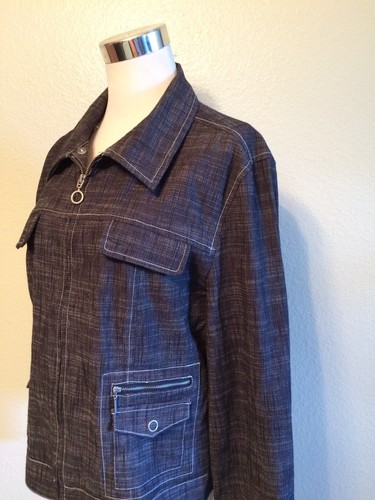 Mac & Jac Women's Zip Front Jacket Flap pockets Zipper Pockets Black 14 - Picture 6 of 6