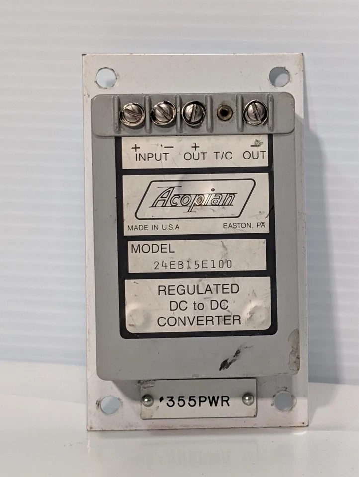 Acopian 24EB15E100 Dc To Dc Regulated Power Converter 355PWR Used - Image 2 of 4