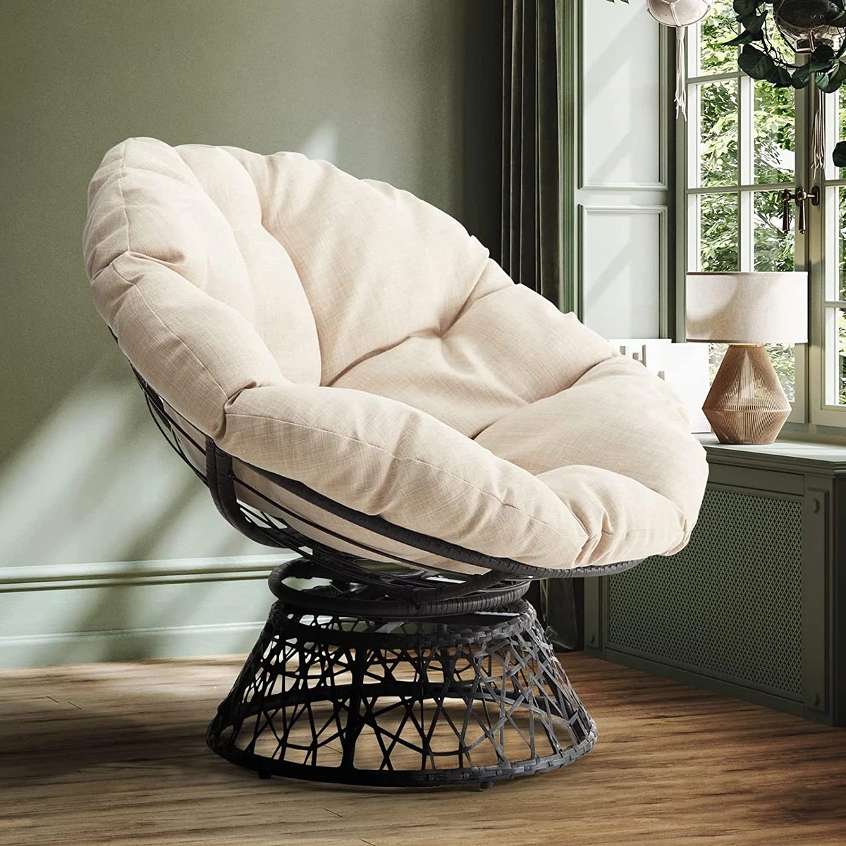 Bme Ergonomic Wicker Papasan Chair Soft Thick Density Fabric