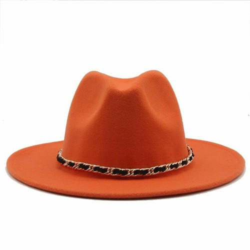 Chain Wide Brim Fedora Hats Simple 