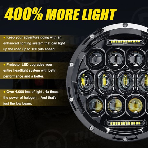 Round 7inch LED Headlights Hi/lo Sealed Beam DRL For Mazda Miata NA Mizer RX-7 - Picture 13 of 18
