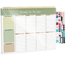 Weekly To Do List Notepad, Undated Weekly Planner Weekly Desk Planner with 52...