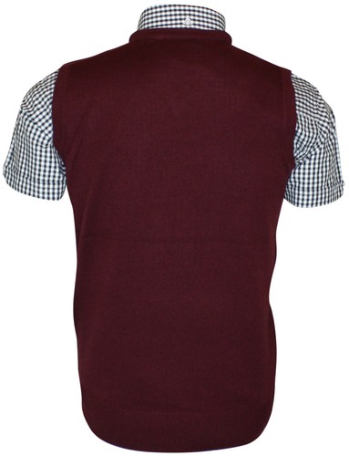 Top sin mangas de punto Relco para hombre borgoña retro mod piel ska Northern Soul - Imagen 2 de 2
