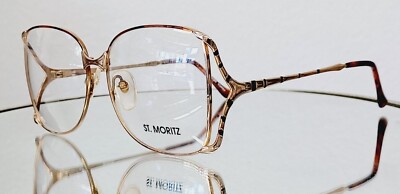 Vintage ST. MORITZ eyeglasses MARILYN  New metal Gold-Demi 58-16-135 RETRO Korea